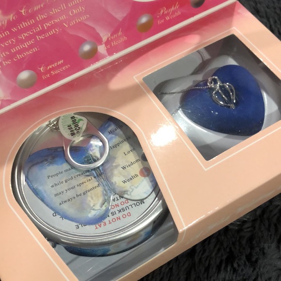 A Set Pink Box Love Wish Pearl Necklace Set Oyster Drop Pendant - Picture 2 of 8